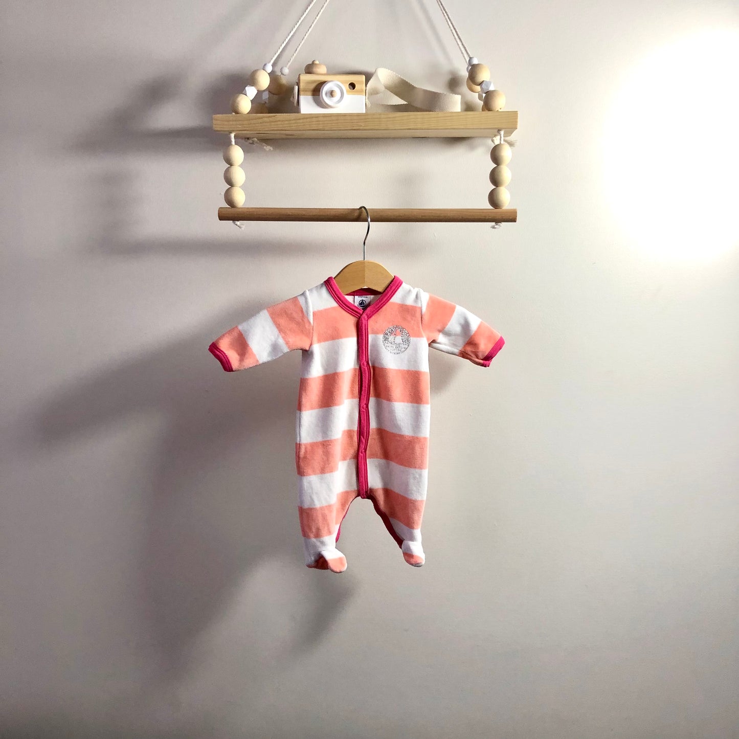 Pyjama rayé Corail et Blanc PETIT BATEAU